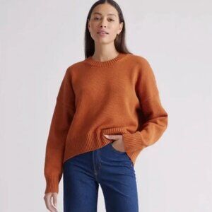 Quince 100% Cotton Crew Neck Sweater Rust Orange Medium NWOT SOLD OUT RARE